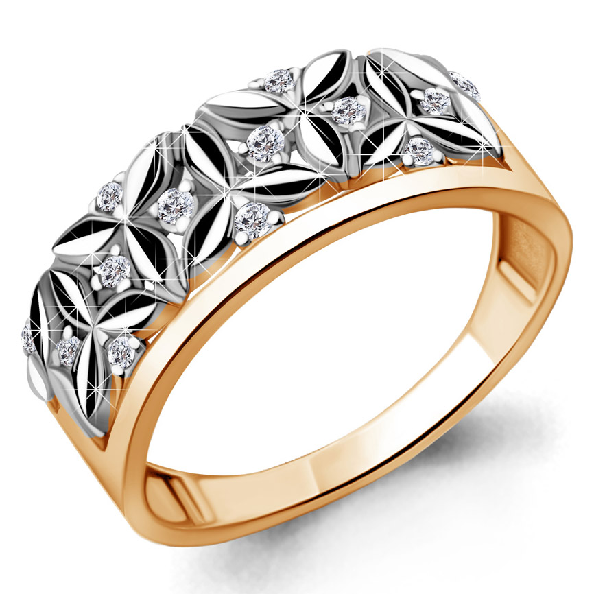 Кольцо, золото, фианит, 68637А.1